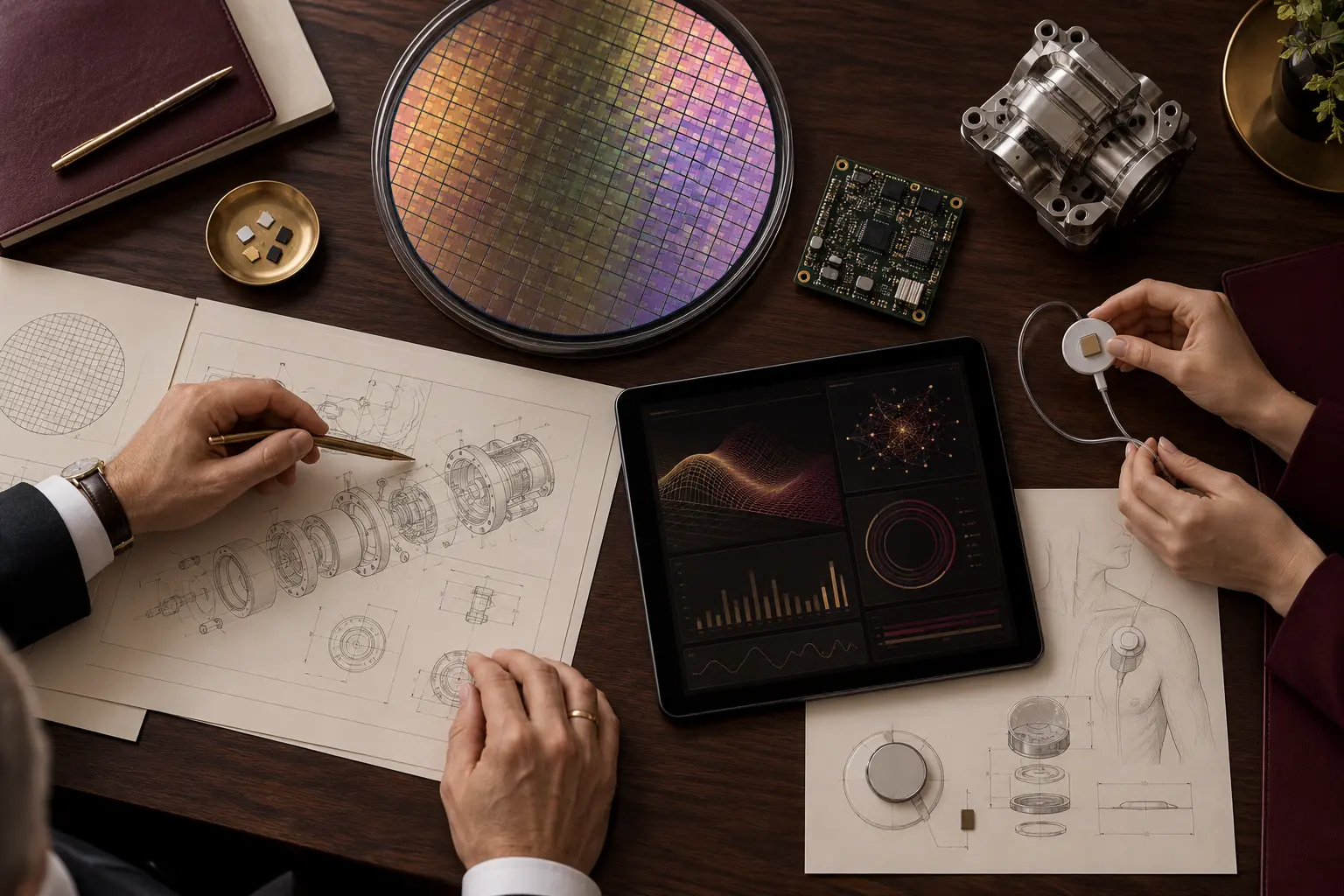 Patent professionals reviewing semiconductor, mechanical and medical-device technologies