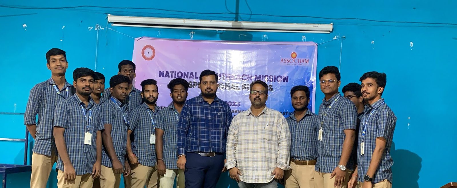 Sanath M V with students at the ASSOCHAM National IP Outreach Mission in Kurnool, December 2023
